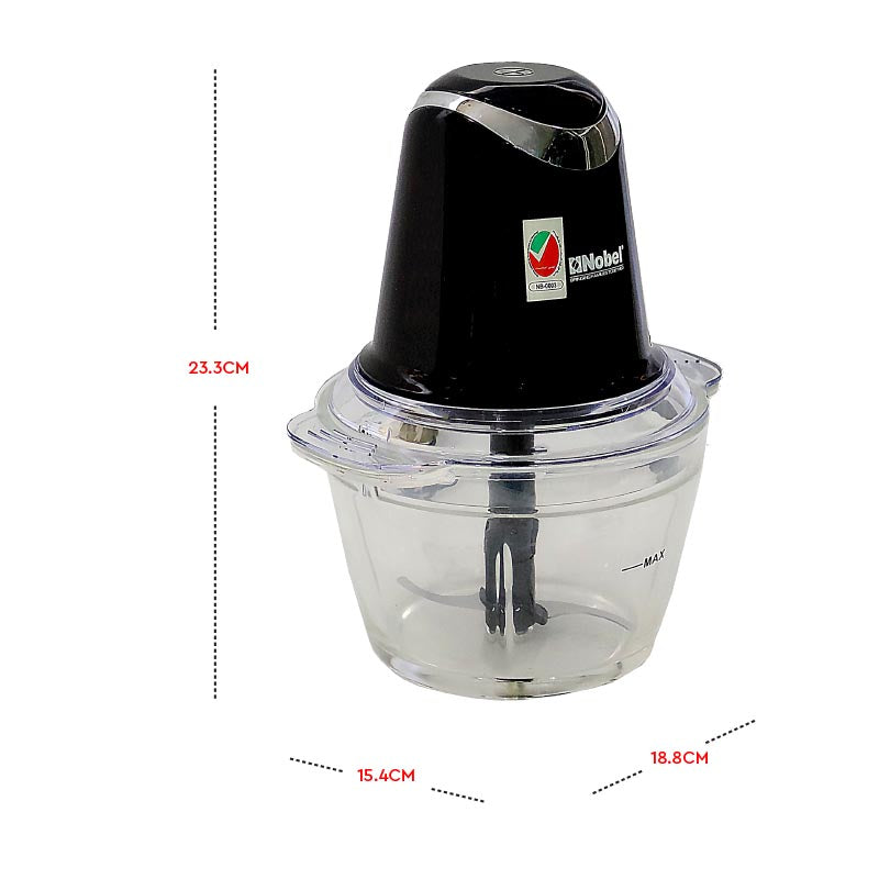 NOBEL Chopper 1 Litre Glass Bowl Plastic Body NCFP363-3