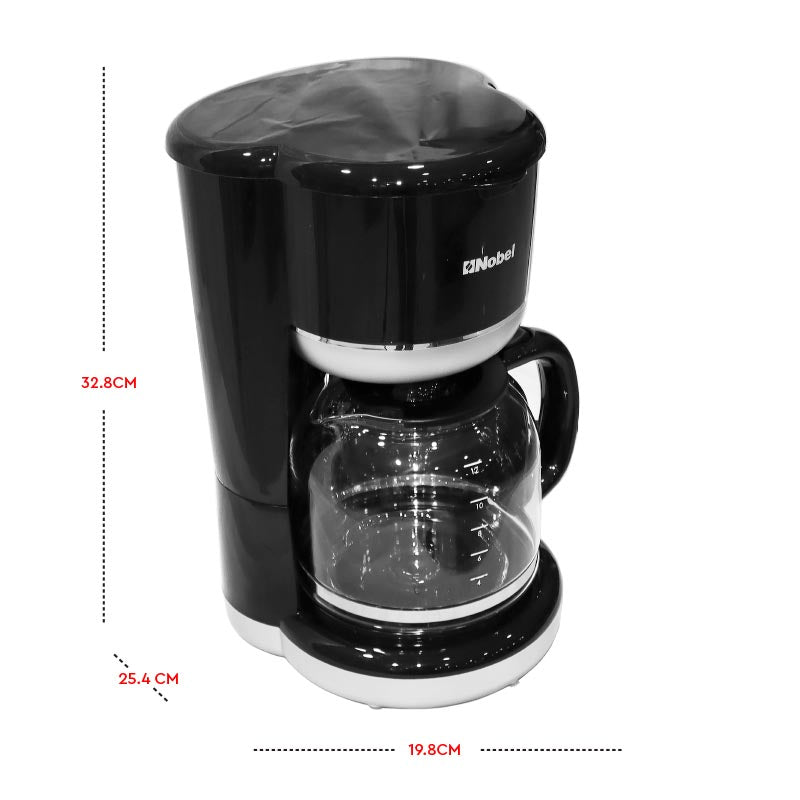 Nobel Coffee Machine Black 1.5 Litres 12 Cups Capacity NCM10-3
