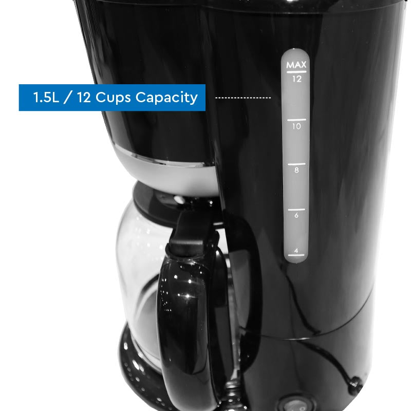 Nobel Coffee Machine Black 1.5 Litres 12 Cups Capacity NCM10-5