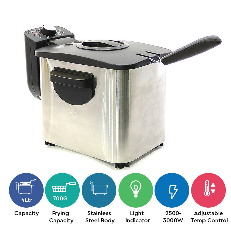 Nobel Deep Fryer 3000W 8 Ltrs Stainless Steel NDF8G-2