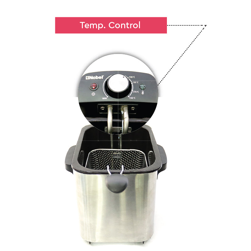 Nobel Deep Fryer 3000W 8 Ltrs Stainless Steel NDF8G-6
