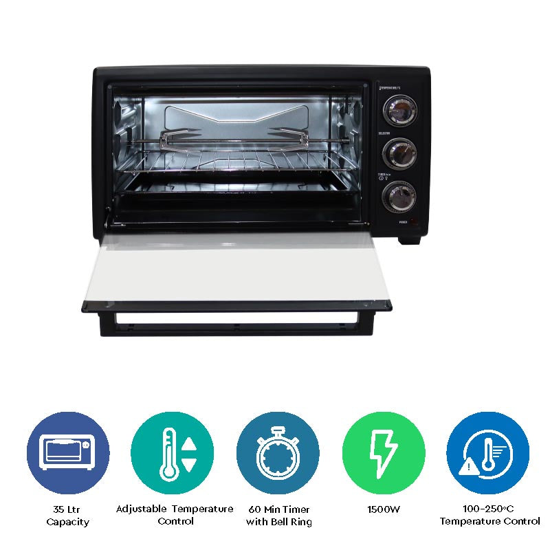 Nobel Electric Oven Black 35 Litres 1500W  NEO36-2