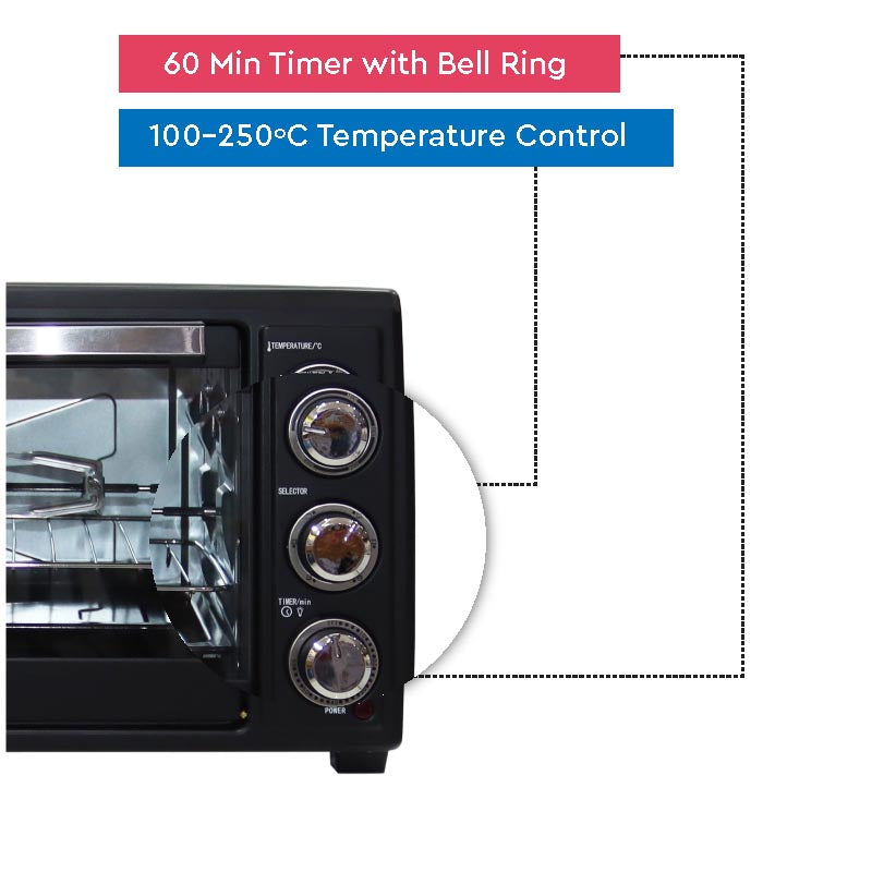 Nobel Electric Oven Black 35 Litres 1500W  NEO36-6