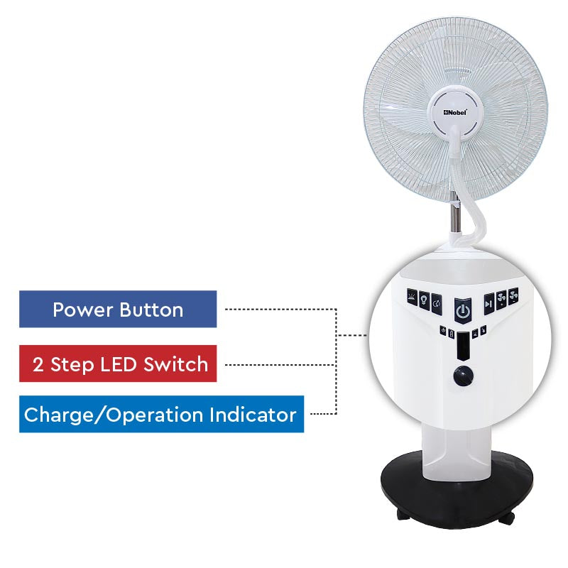 NOBEL Rechargeable Mist Fan White 16 inch Fan Blade NF777MRC-5
