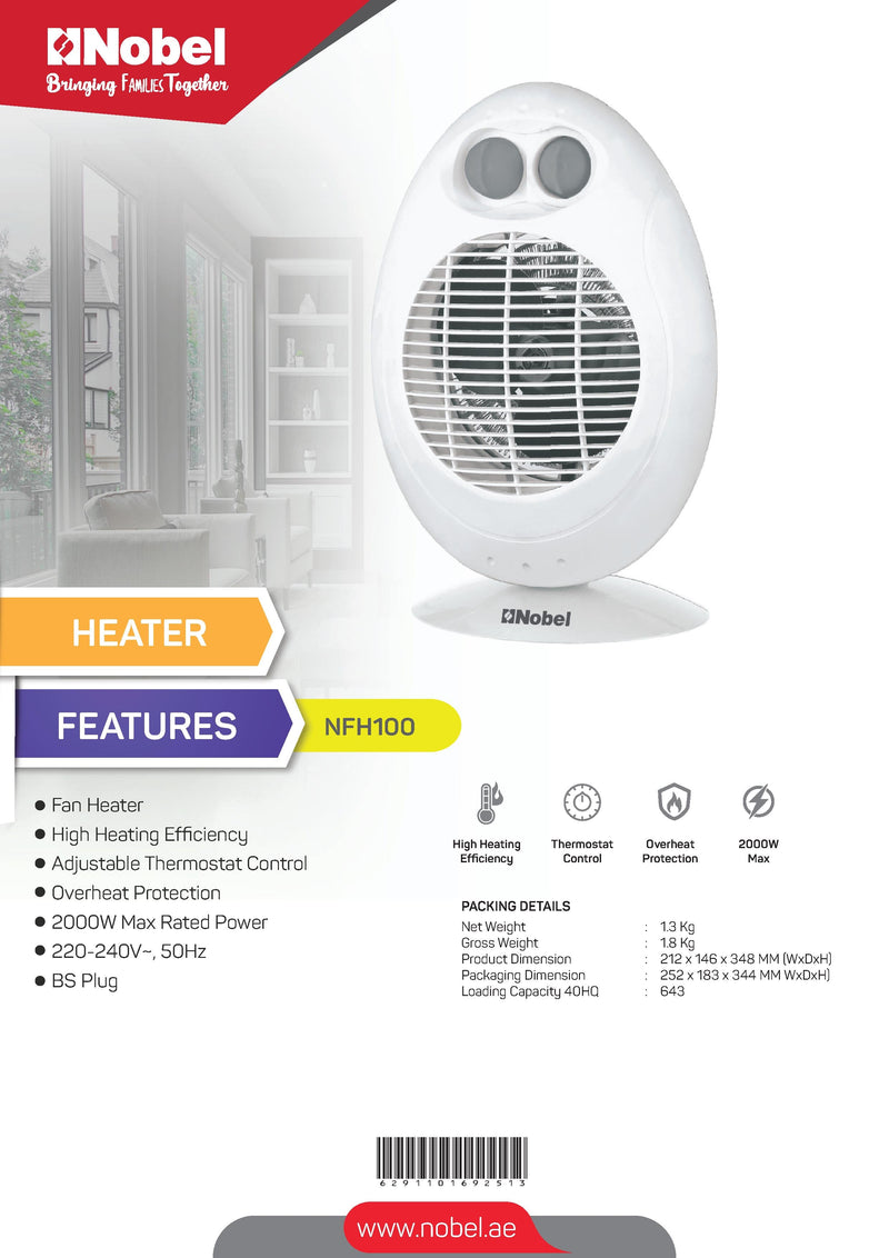 Nobel Fan Heater 2000W Max NFH100-7