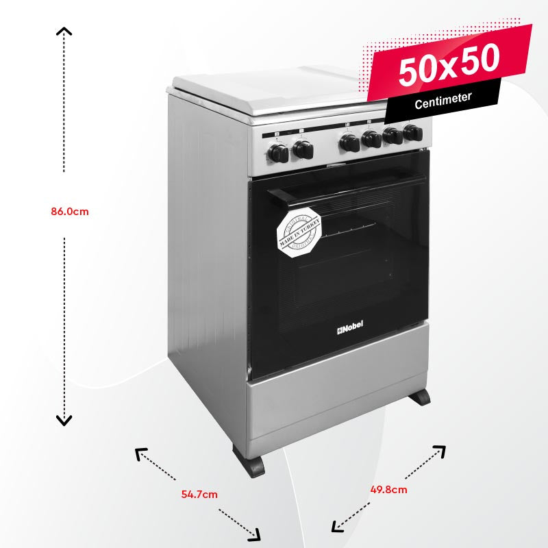 NOBEL Gas & Electric Cooker Silver 50x50 2 Gas Burners 2 Hot Plate NGC5200S-3