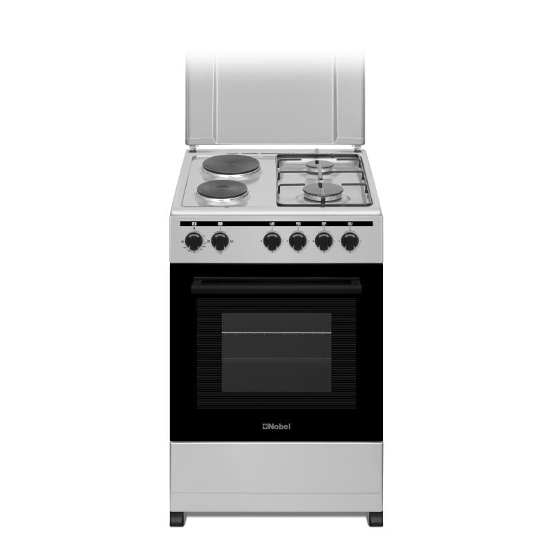 NOBEL Gas & Electric Cooker Silver 50x50 2 Gas Burners 2 Hot Plate NGC5200S-1