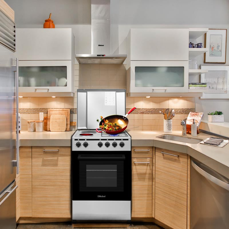 NOBEL Gas & Electric Cooker Silver 50x50 2 Gas Burners 2 Hot Plate NGC5200S-10