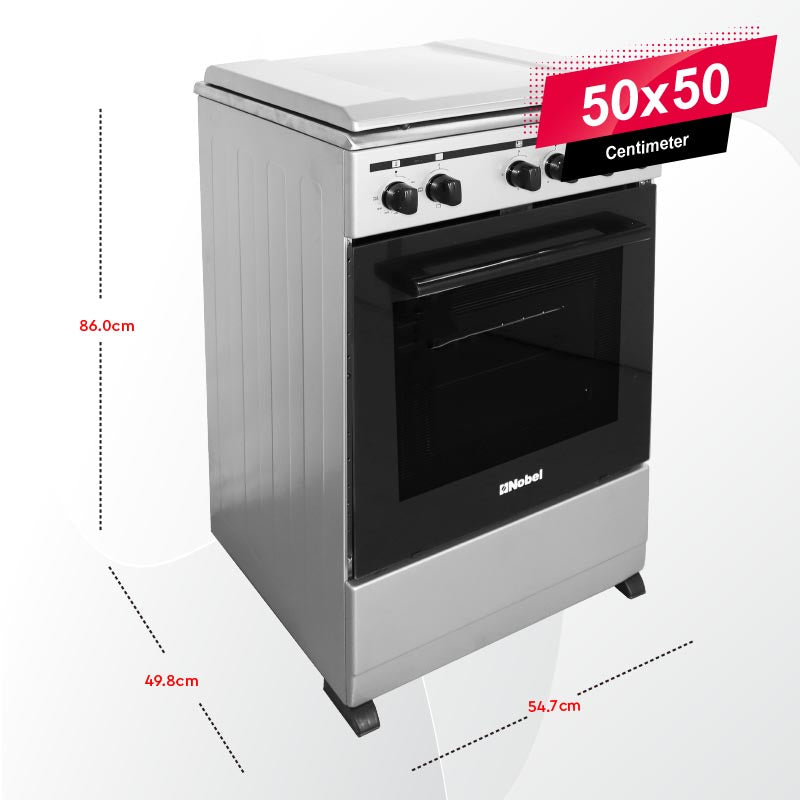 NOBEL Gas & Electric Cooker Silver 50x50 3 Gas Burners NGC5300S-8