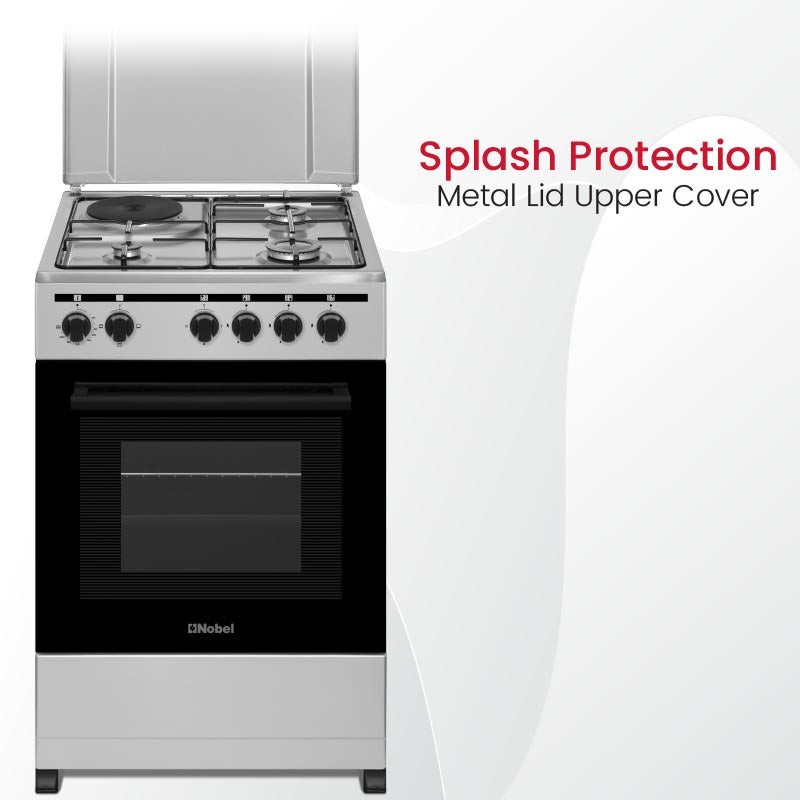 NOBEL Gas & Electric Cooker Silver 50x50 3 Gas Burners NGC5300S-2