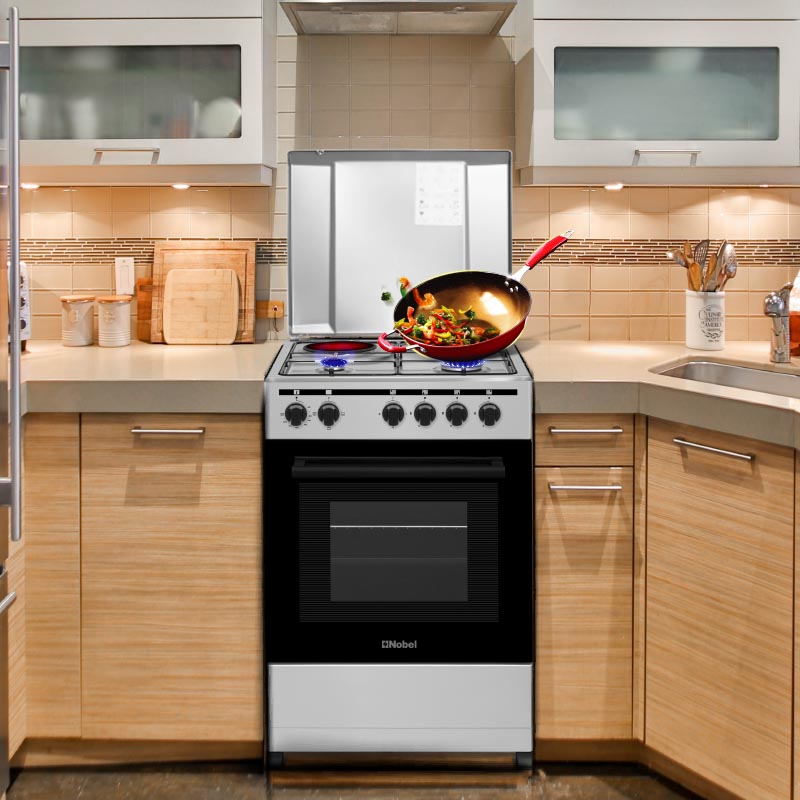 NOBEL Gas & Electric Cooker Silver 50x50 3 Gas Burners NGC5300S-10
