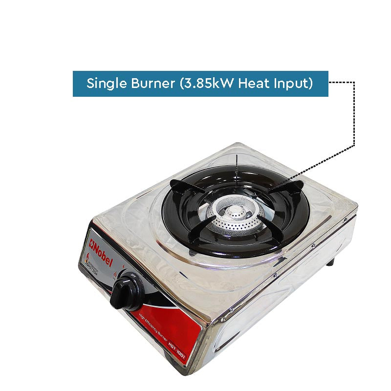 Nobel Gas Stove St. Steel Honeycomb Auto Ignition Single Burner NGT1001-4