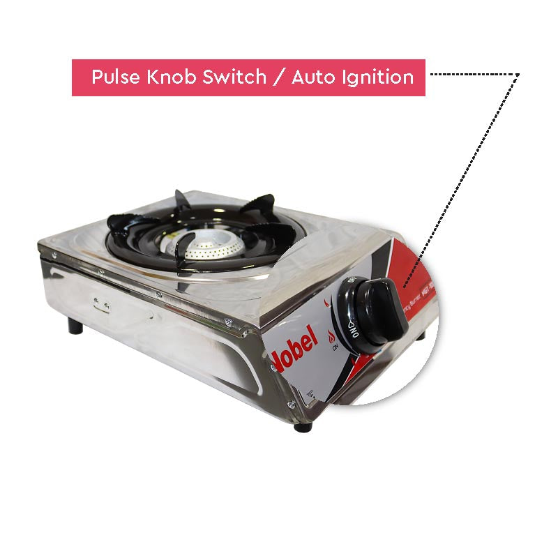 Nobel Gas Stove St. Steel Honeycomb Auto Ignition Single Burner NGT1001-6
