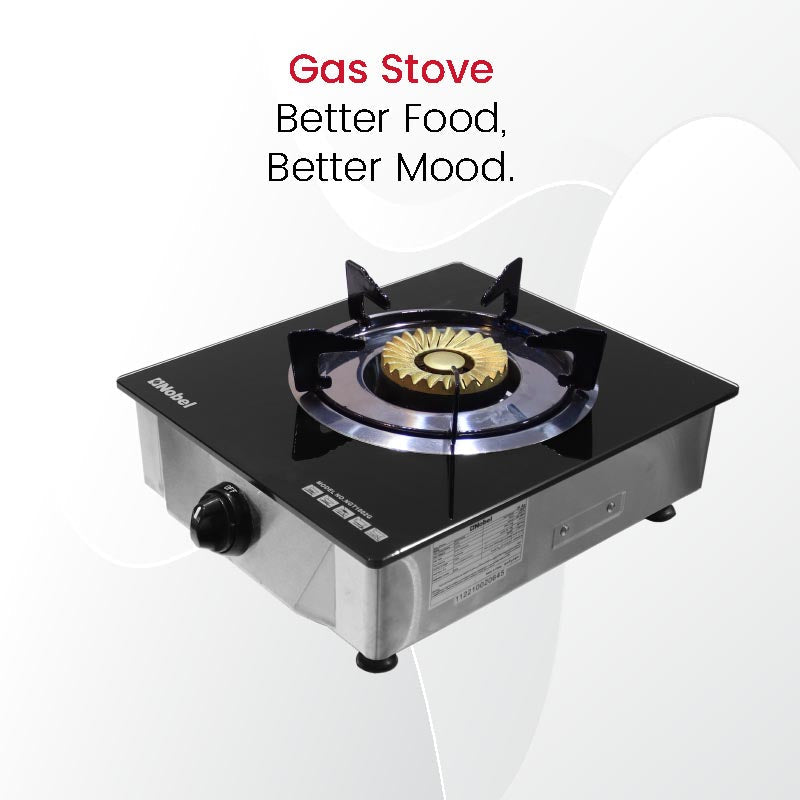 Nobel Gas Stove Black Glass Top Auto Ignition Single Burner NGT1002G-2