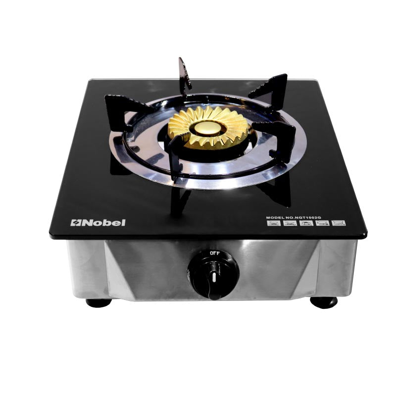 Nobel Gas Stove Black Glass Top Auto Ignition Single Burner NGT1002G-1