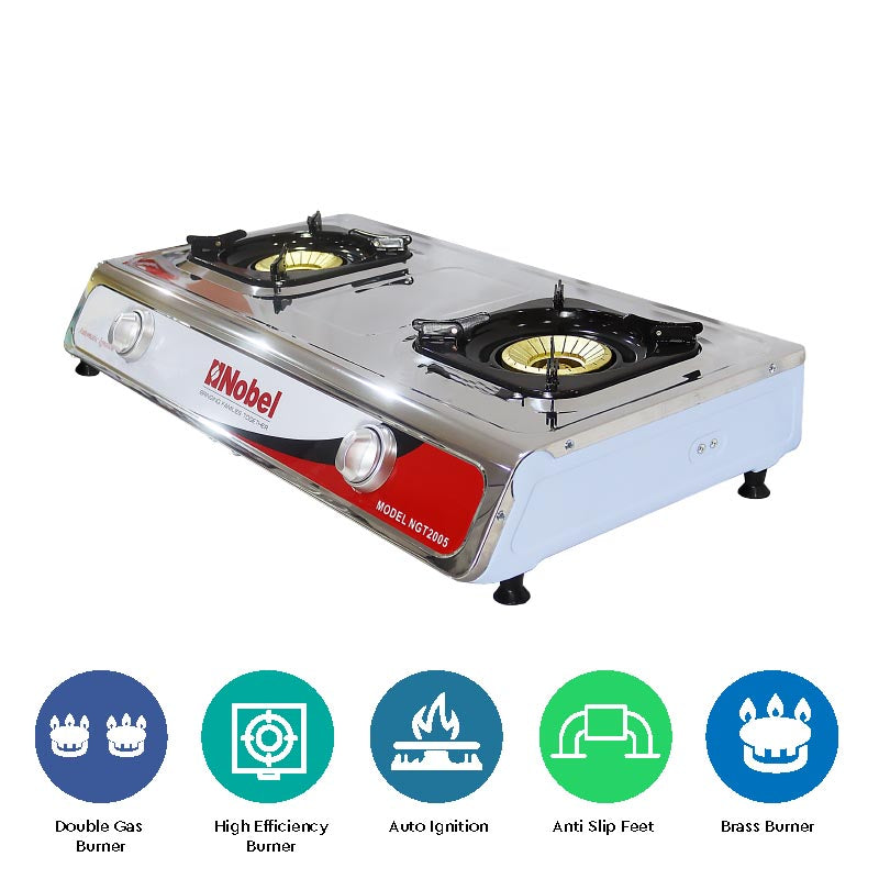 Nobel Gas Stove Stainless Steel Brass Auto Ignition NGT2005-2
