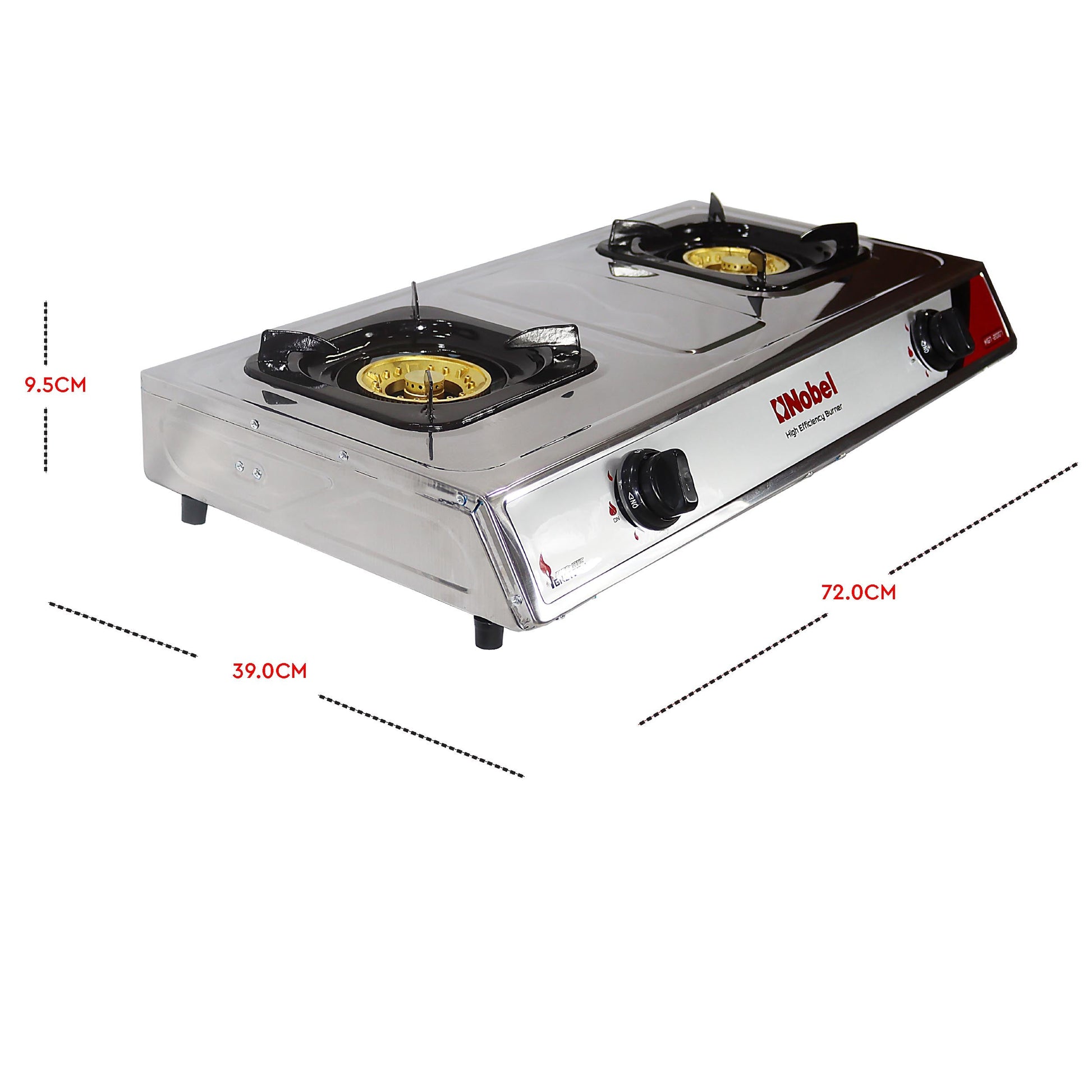 Nobel Gas Stove 2 Heating Elements ST. Steel NGT2007-3
