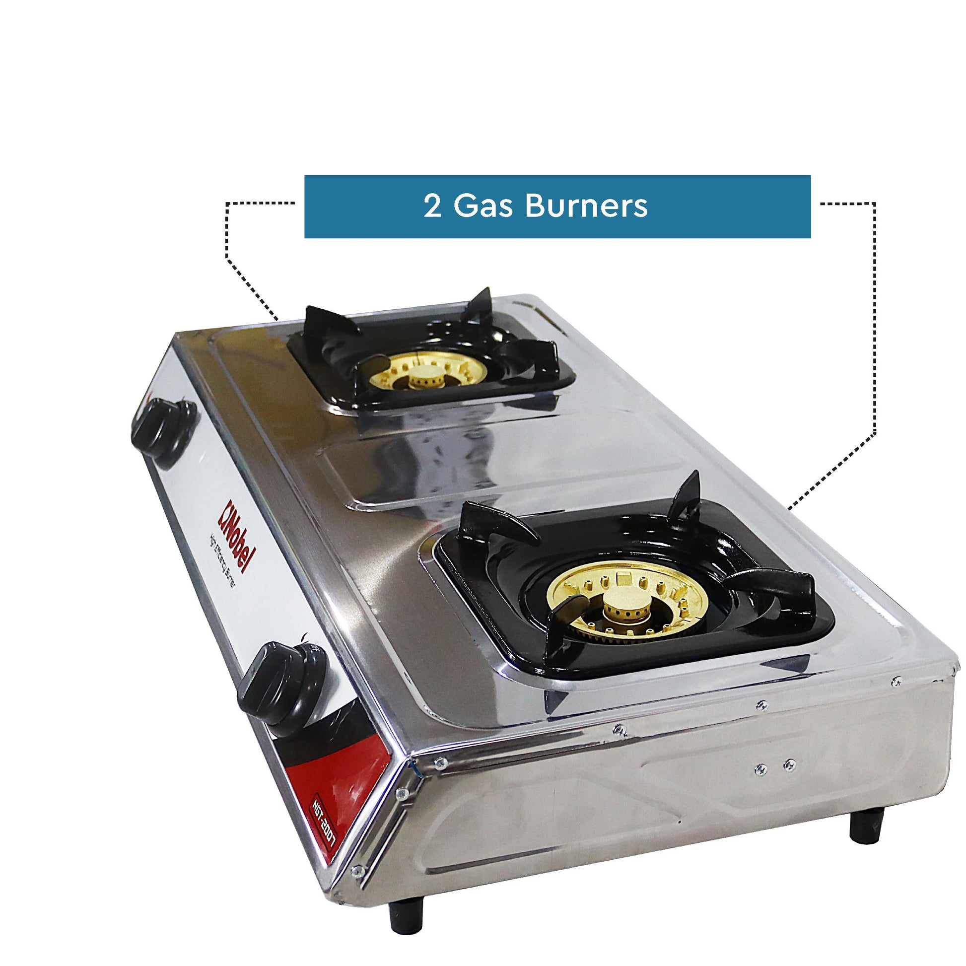 Nobel Gas Stove 2 Heating Elements ST. Steel NGT2007-5