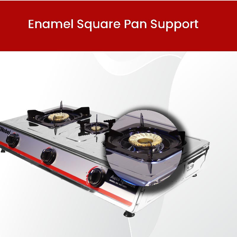 Nobel Gas Stove Stainless Steel Brass Glass Top Auto Ignition Tripple Burner NGT3001-9