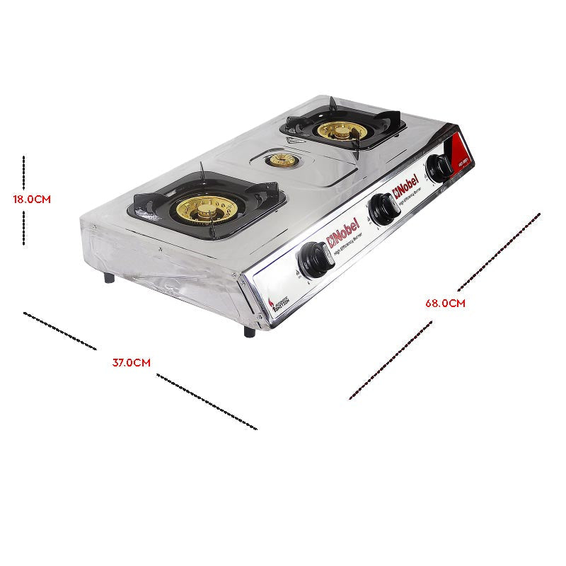 Nobel Gas Stove 3 Heating Elements St. Steel NGT3007-3