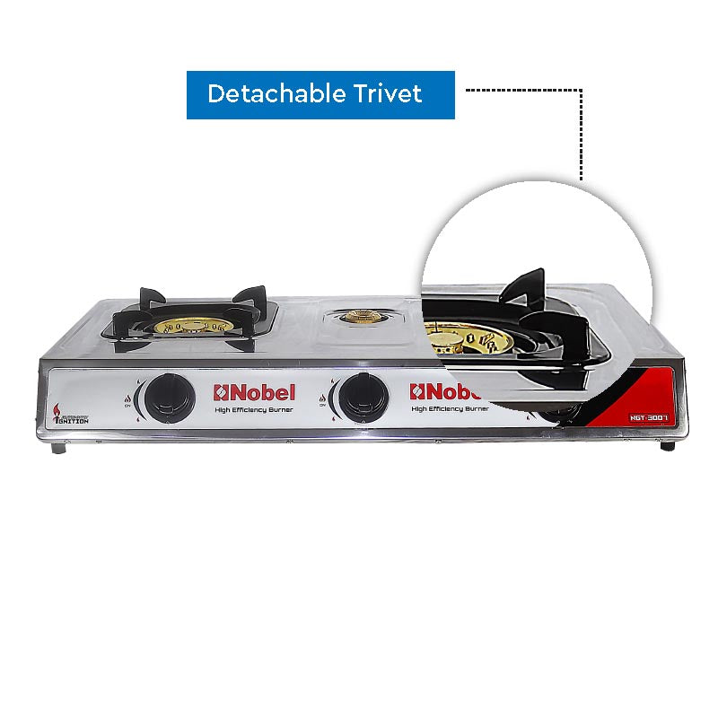 Nobel Gas Stove 3 Heating Elements St. Steel NGT3007-5