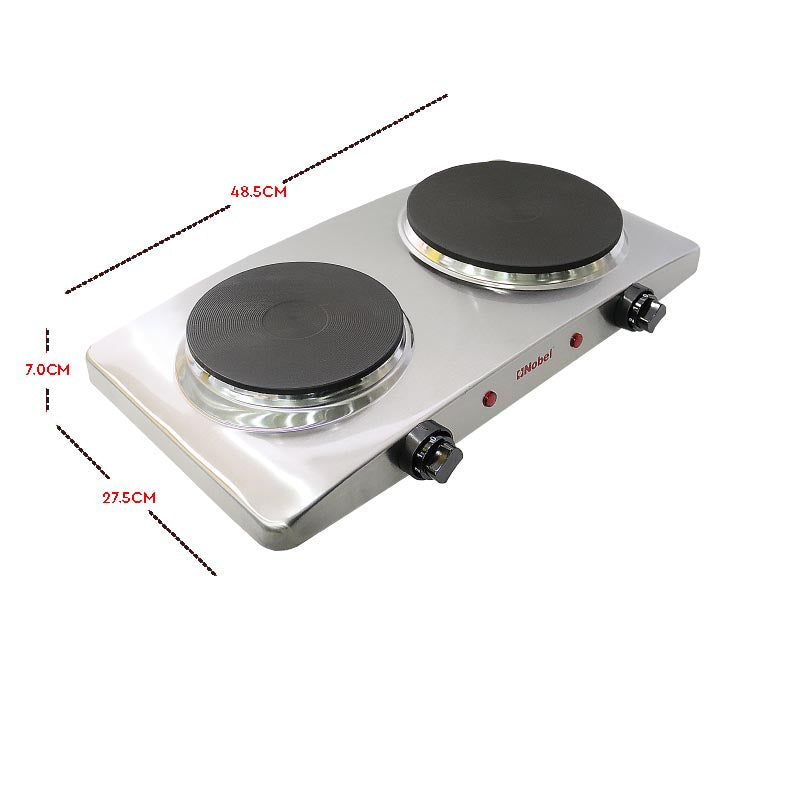 Nobel Hot Plate 2500W Double Silver Color NHP402SS-3