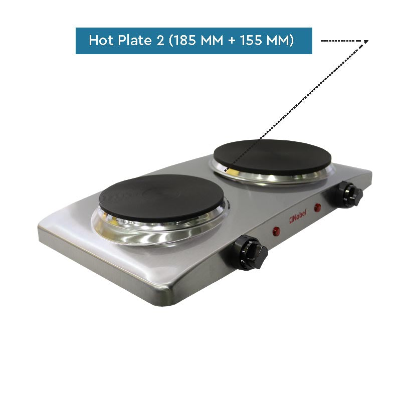 Nobel Hot Plate 2500W Double Silver Color NHP402SS-4