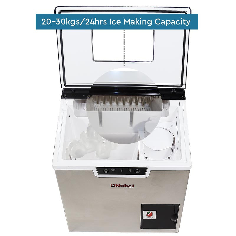 Nobel Ice Cube Maker Silver 20-30Kg 3L Water Tank Capacity NIM30-4