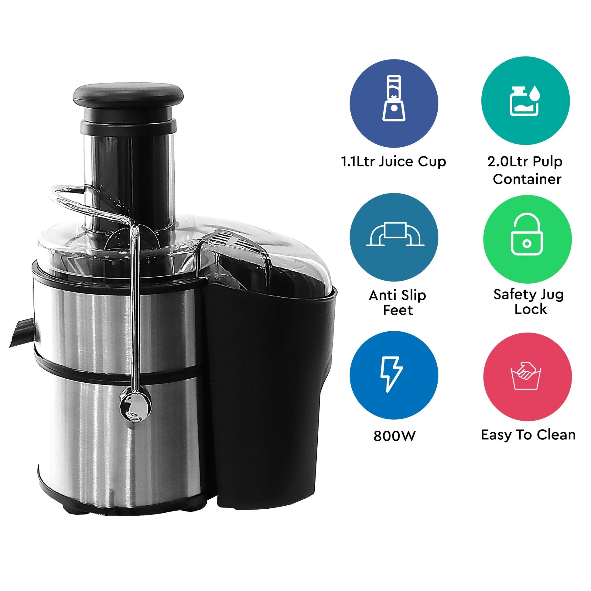 Nobel Juicer Stainless Steel 2 Litre 800W Silver Color NJE404E-2