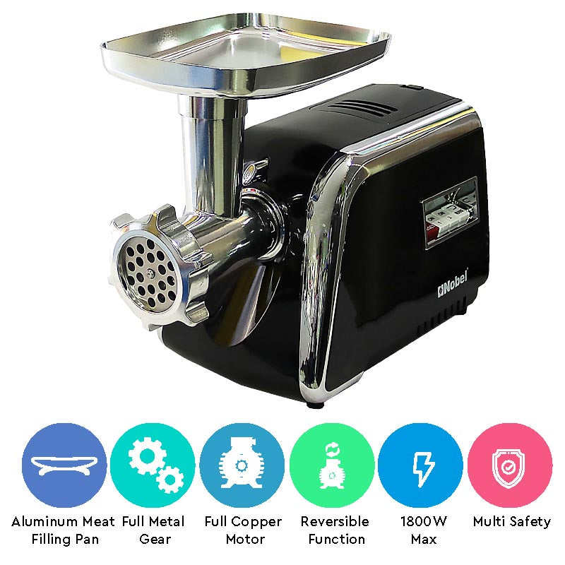 Nobel Meat Grinder Black 1800W 2 Speed+Reverse Function NMG2500