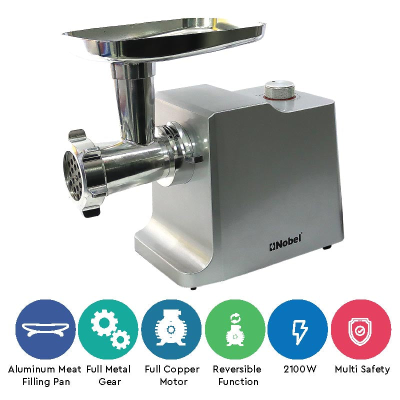 Nobel Meat Grinder Silver 2100W 2 Speed + Reverse Function  NMG3000-2