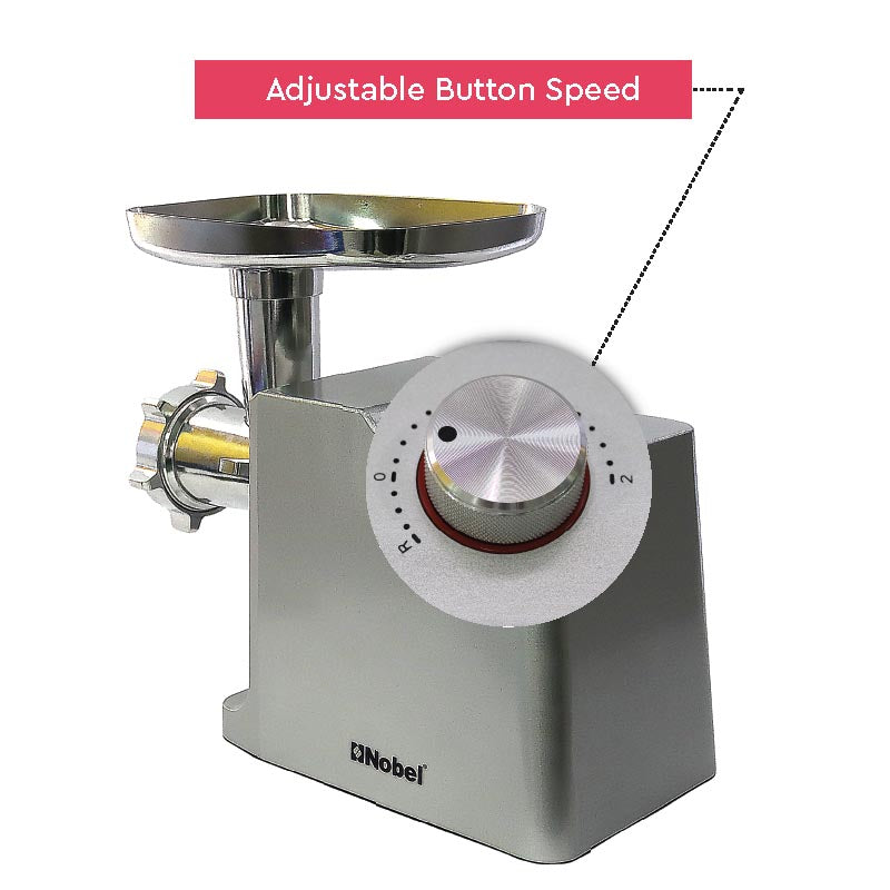 Nobel Meat Grinder Silver 2100W 2 Speed + Reverse Function  NMG3000-6