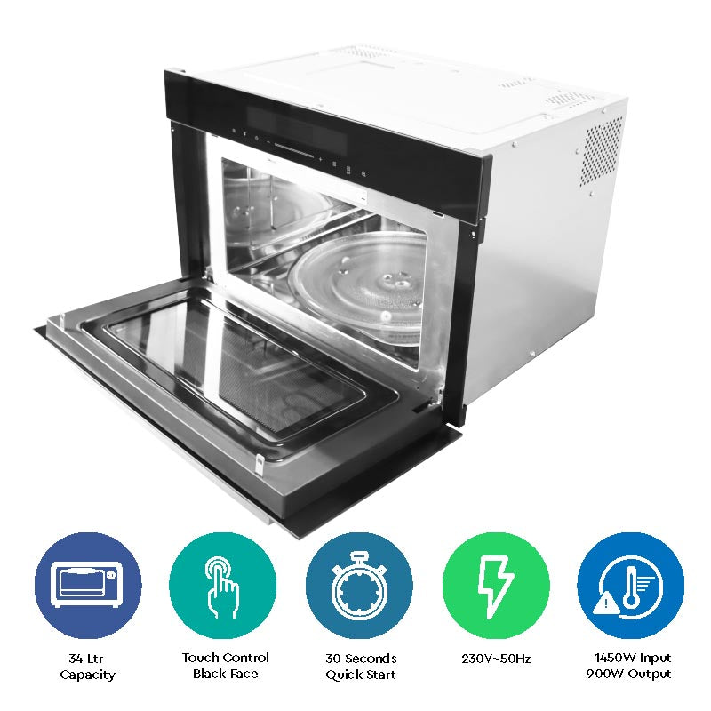 NOBEL Builtin - Microwave Oven Black 34 Ltr Grill Convection Touch Control NMO34BI-3