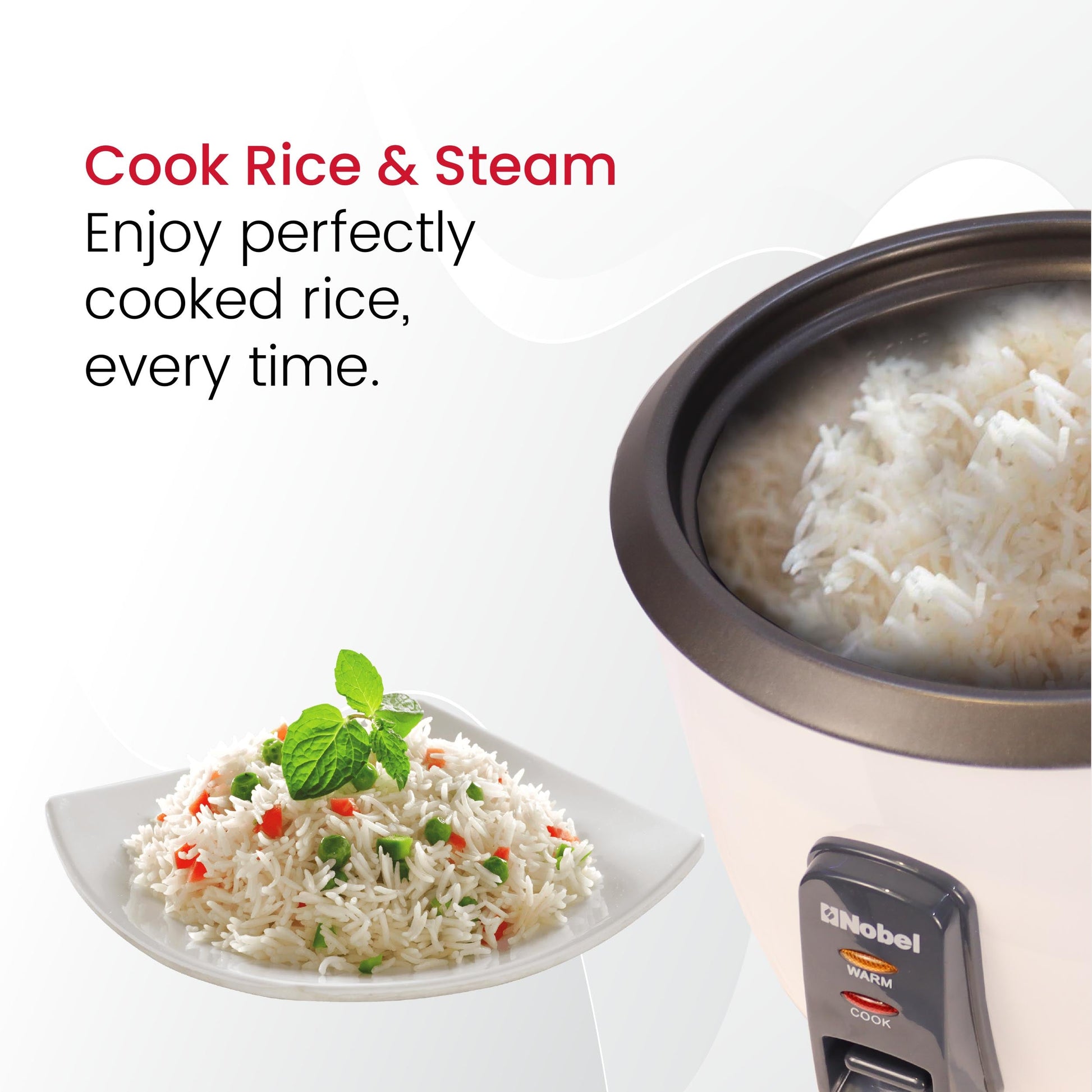 Nobel Rice Cooker 1.5 Ltrs 500W NRC150 White-6