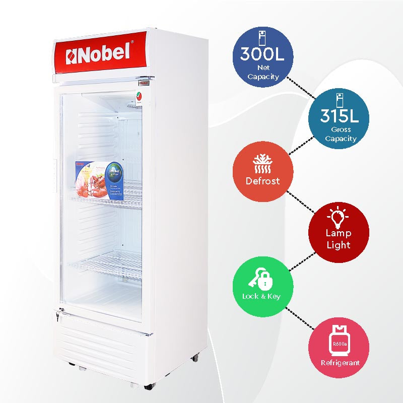 NOBEL Upright Chiller - Single Door White 300 Litres Single Door NSF325-3
