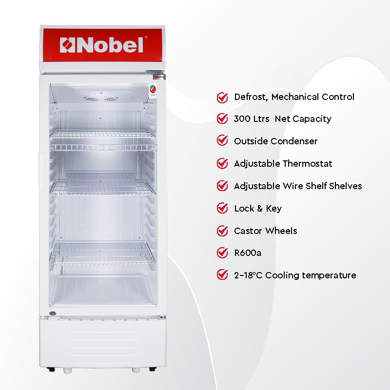 NOBEL Upright Chiller - Single Door White 300 Litres Single Door NSF325-5