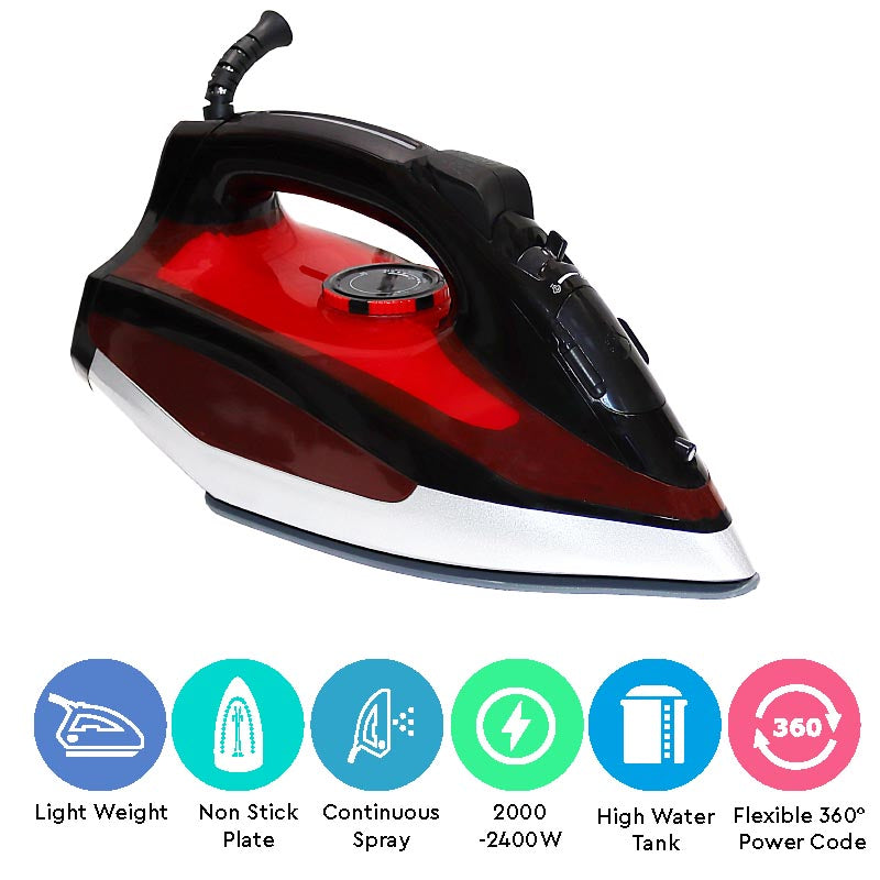 Nobel Steam Press Iron Red Ceramic Sole Plate  NSI27-2