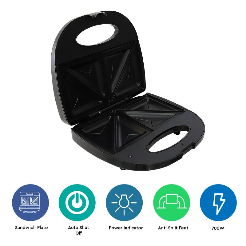 Nobel Sandwich Maker 700W Black/Silver Color NSM25S-2