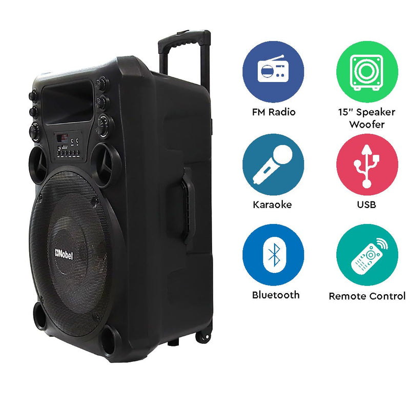 NOBEL Trolley Bluetooth Speaker Black 120W RMS NSP222T-2