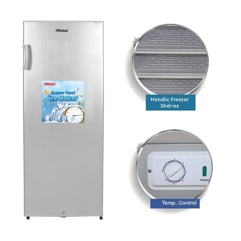 NOBEL Single Door Upright Freezer Defrost 187 Liters NUF300S-3