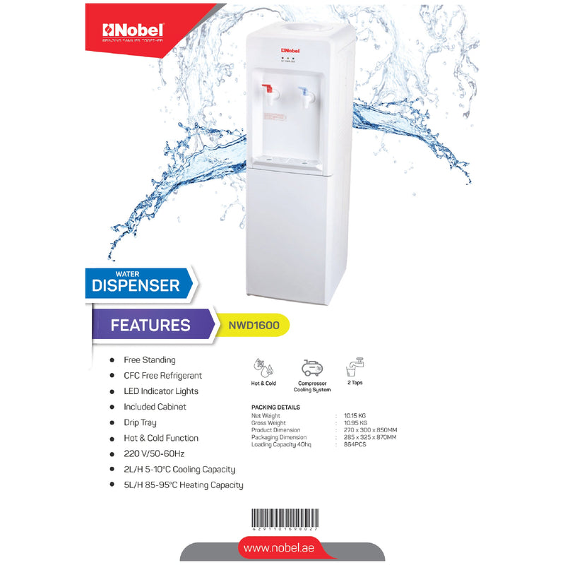 NOBEL Free Standing Water Dispenser White NWD1600-2
