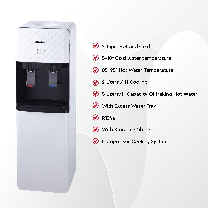 Nobel Water Dispenser Free Standing White Cabinet NWD1602-2