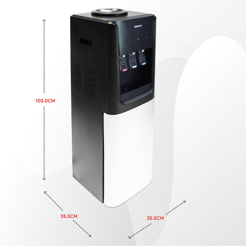 Nobel 3 Tap Top Load Water Dispenser Black and Silver NWD1607-9