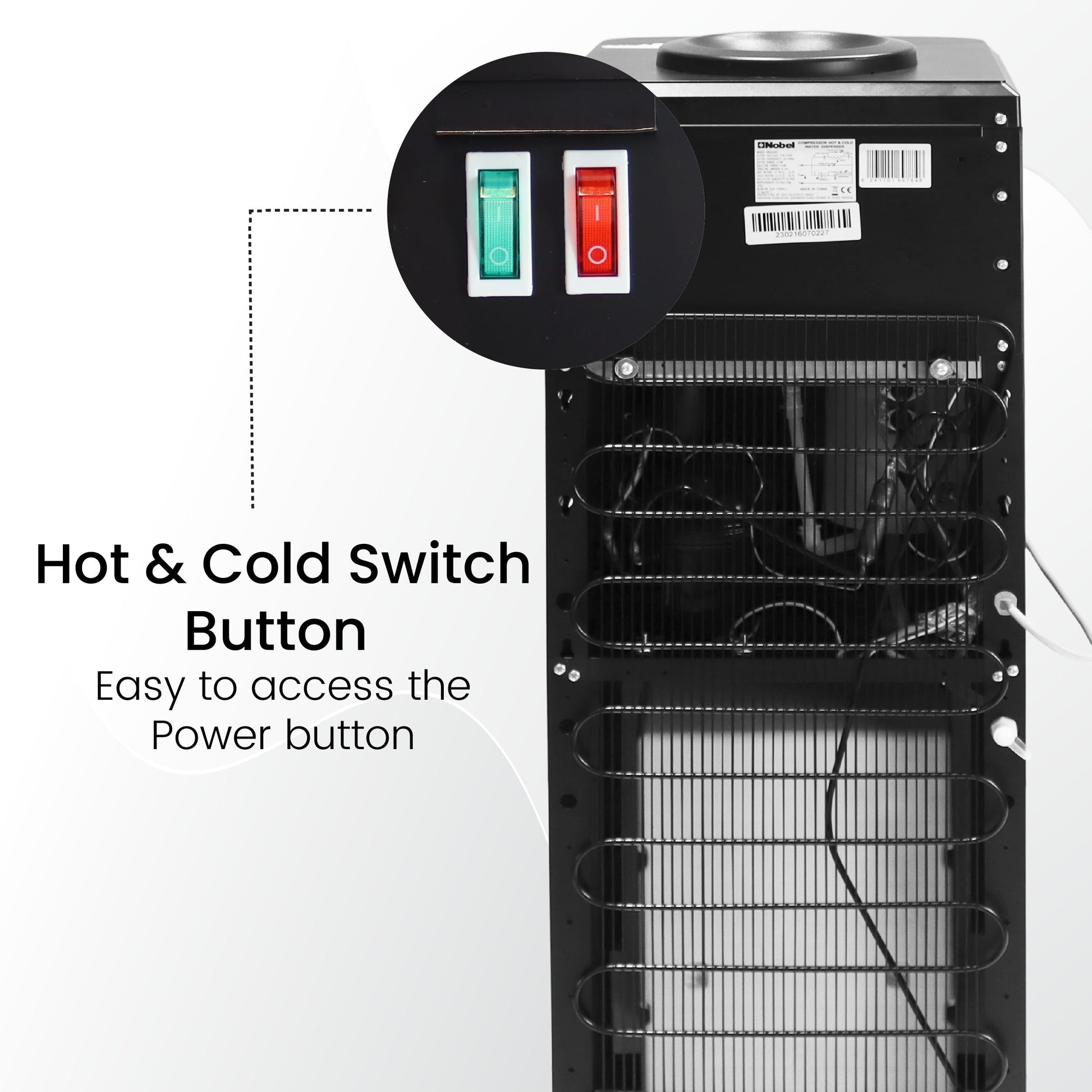 Nobel 3 Tap Top Load Water Dispenser Black and Silver NWD1607-10