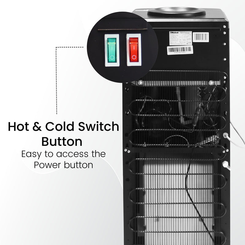 Nobel 3 Tap Top Load Water Dispenser Black and Silver NWD1607-10