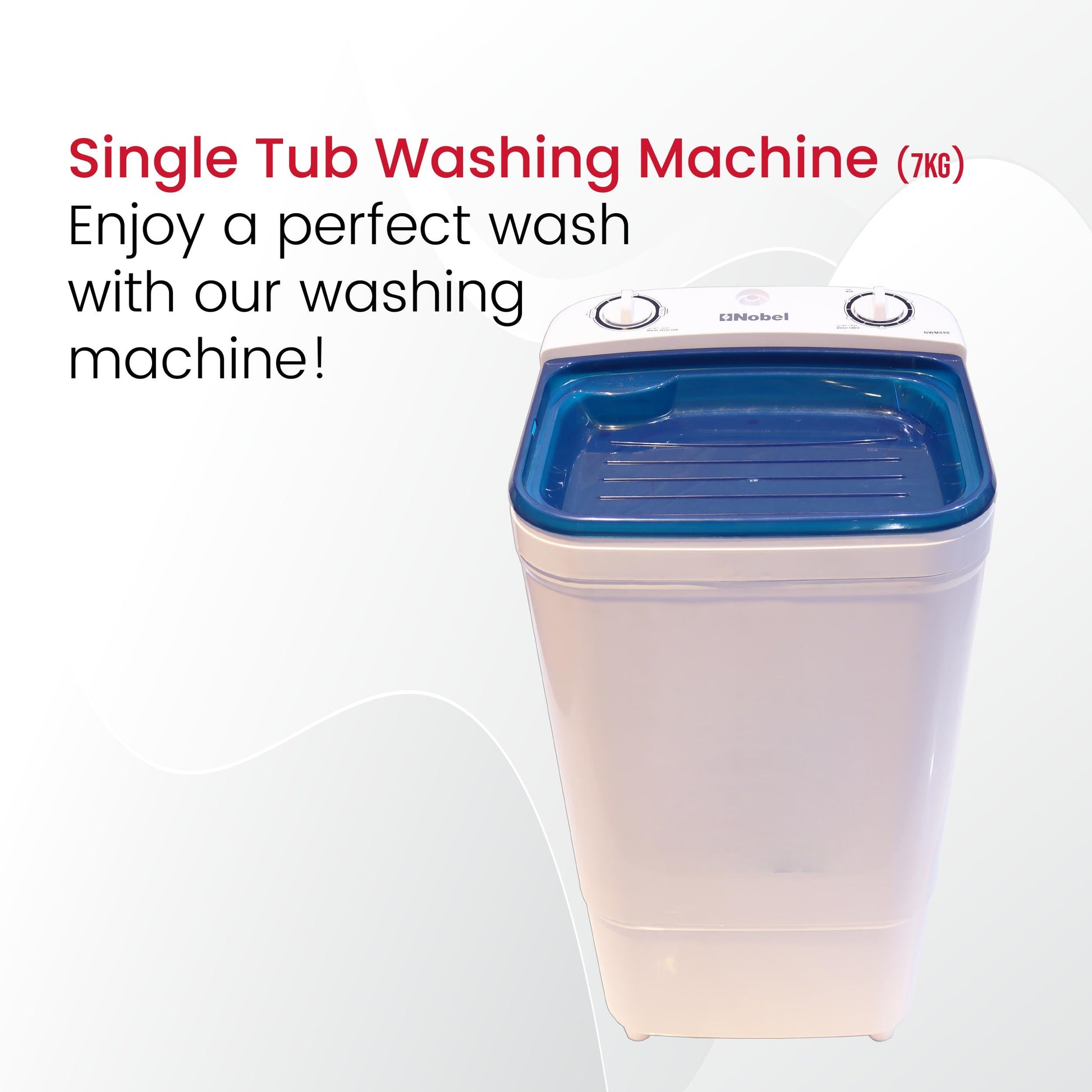 Nobel Single Tub Washing Machine 2 Number Of Wash Programs 7 kg NWM890 White-2